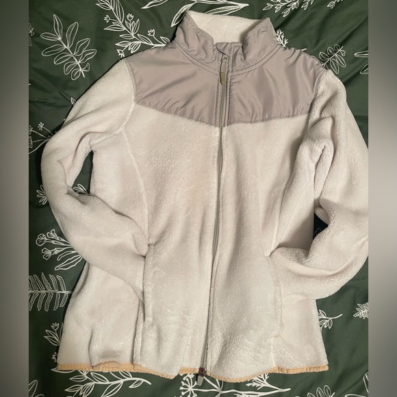 Danskin Junior’s Cream and Gray Teddy Jacket Fleece Zip-Up Size M (8-10) - Picture 1 of 5